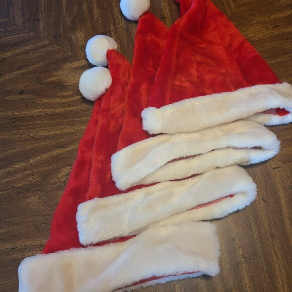 Other - Set of 4 Adult Red Santa Hats w/White Fur Trim